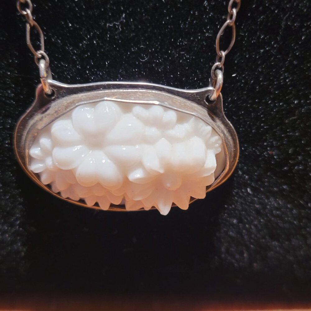Sterling Silver Handmade Carved Necklace - Picture 4 of 6